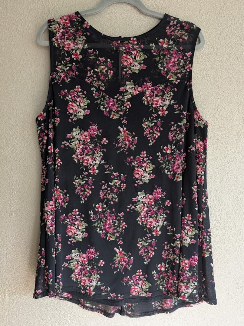 Apt. 9 Floral Sleeveless Mesh Overlay Top * Size XL